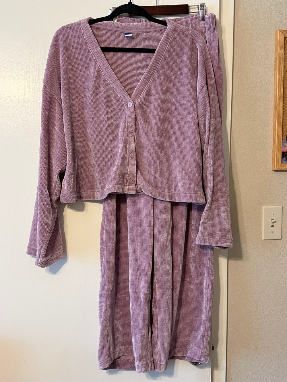 Old Navy Women's Lavender Ribbed Lounge Set - Soft Button-Front Top & Pants